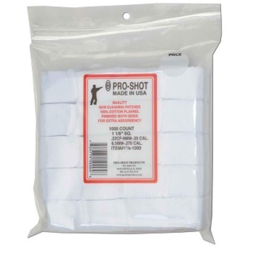 Pro-Shot .22-.270 Caliber 1 1/8-Inch Sq. 1000 Count Patches, 11/8-1000