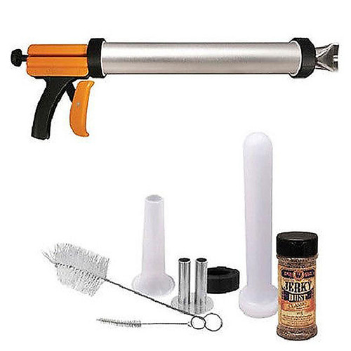 Jerky Gun Kits, Jerky Maker Gun, Beef Jerky Gun, 2 Pound Stainless Steel Sausage Jerky Making Gun with 5 Stainless Nozzles, 2 Cleaning Brushes, 1