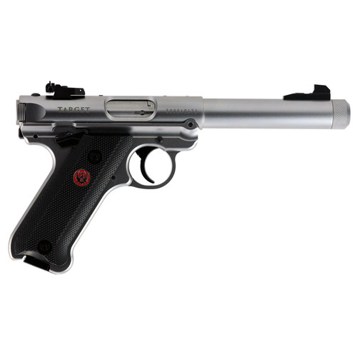 Ruger Mark IV Target 22LR 5.5" 10rd Stainless Steel Adjustable Rear Sight Checkered Grip