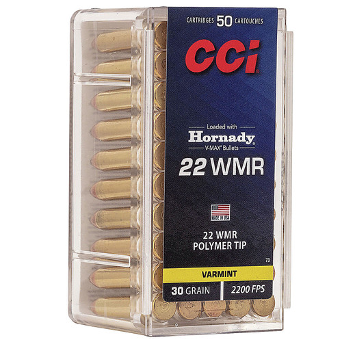 CCI 0073 Varmint 22 Winchester Magnum Rimfire WMR 30 GR VMax Polymer Tip 50 Box