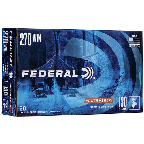 Federal 270A PowerShok 270 Winchester 130 GR Jacketed Soft Point JSP 20 Box