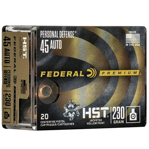 Federal P45HST2S Premium Personal Defense 45 ACP 230 GR HST Jacketed Hollow Point 20 Box