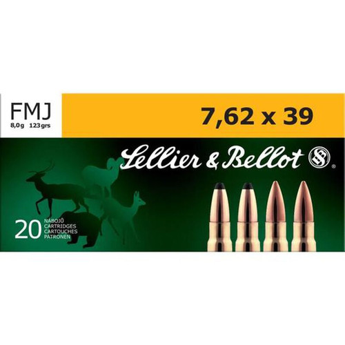 Sellier Bellot SB76239A Rifle 7.62X39mm 123 GR Full Metal Jacket FMJ 20 Box