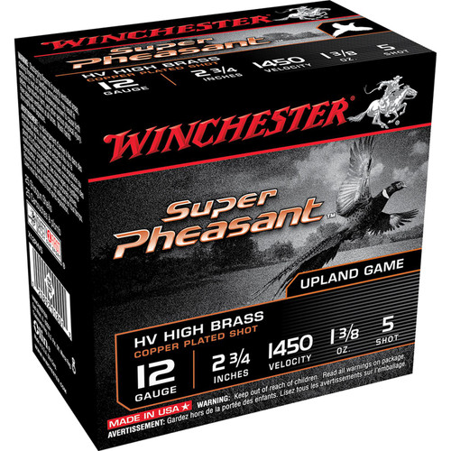 Winchester Ammo X12PHV5 Super Pheasant HV High Brass 12 Gauge 2.75 1 38 oz 5 Shot 25 Box