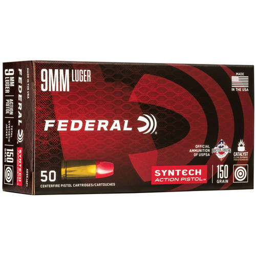 Federal AE9SJAP1 American Eagle 9mm Luger 150 gr Total Syntech Jacket Flat Nose (TSJFN) 50 Bx/ 10 Cs