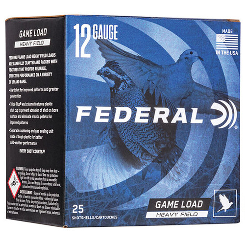 Federal H12375 Game-Shok Upland Heavy Field 12 Gauge 2.75" 1 1/8 oz 7.5 Shot 25 Bx/ 10 Cs