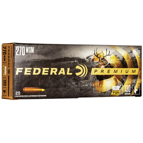 Federal Premium Ammunition 270 Winchester Short Magnum (WSM) 130 Grain Nosler Ballistic Tip Box of 20