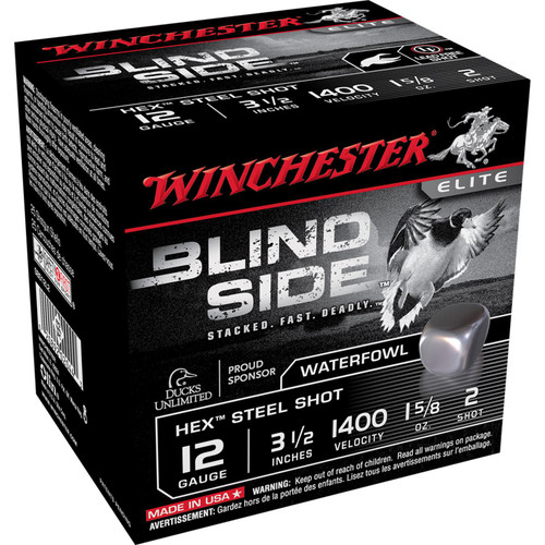 Winchester Ammo SBS12L2 Blindside 12 Gauge 3.50" 1 5/8 oz 2 Shot 25 Bx/ 10 Cs