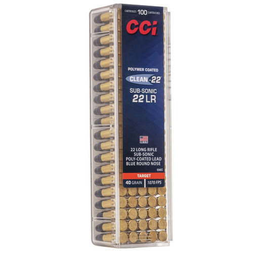 CCI 934CC Clean-22 Subsonic 22 LR 40 gr LRN Poly-Coated 100 Rounds