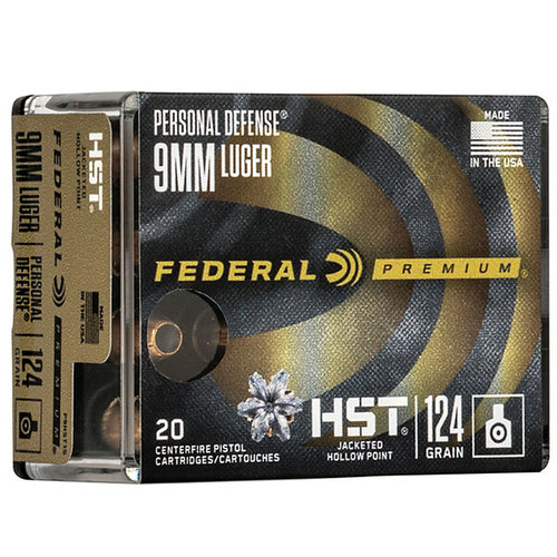Federal P9HST1S Premium Personal Defense HST 9mm 124 gr HST JHP 20 Rounds