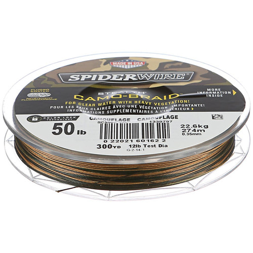 Spiderwire Stealth Camo/Moss Green Fishing Braid - 300YDS - All