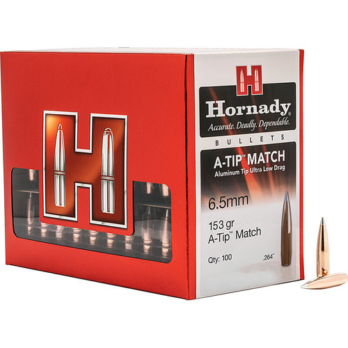 HORNADY 2638 6.5MM .264 153 GR A-TIP? MATCH 100 CT.