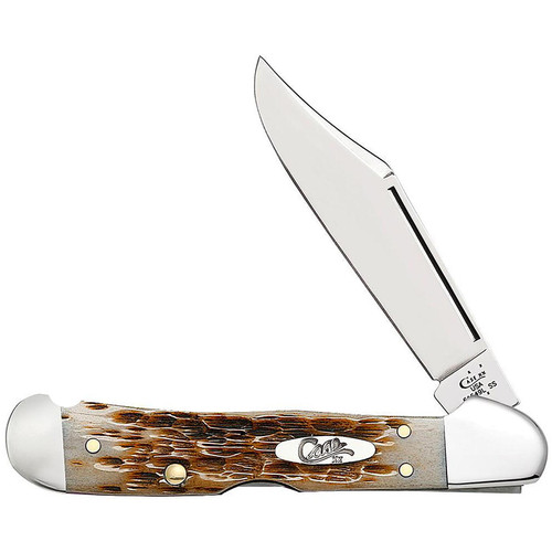Case Mini Copperlock Folding Knife 2.7" CP SS Blade Amber Bone Handle