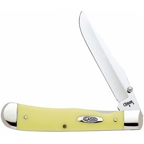 Case TrapperLock Folding Knife 3" CP Chrome Blade Yellow Synthetic Handle