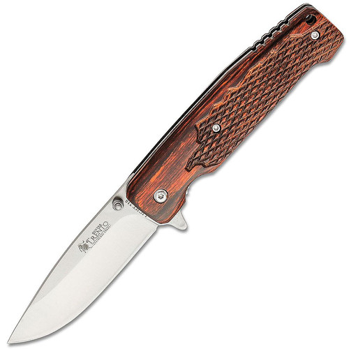Trento Hunter 210 Flipper Knife 3.46" 420C Drop Point Blade Wood Handles