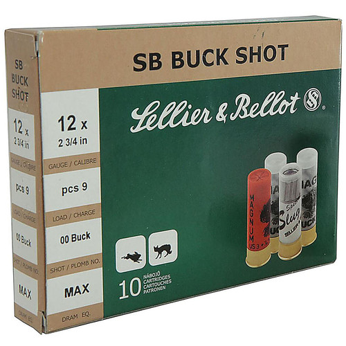 Sellier & Bellot 12 GA 2-3/4" 00 Buckshot 9 Pellets Box of 10