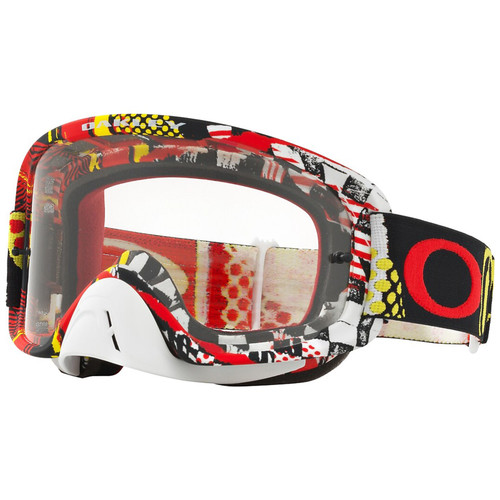 Oakley O2 MX Goggles OO7068-1700 Mosh Pit Red/Yellow Frame Clear Lens