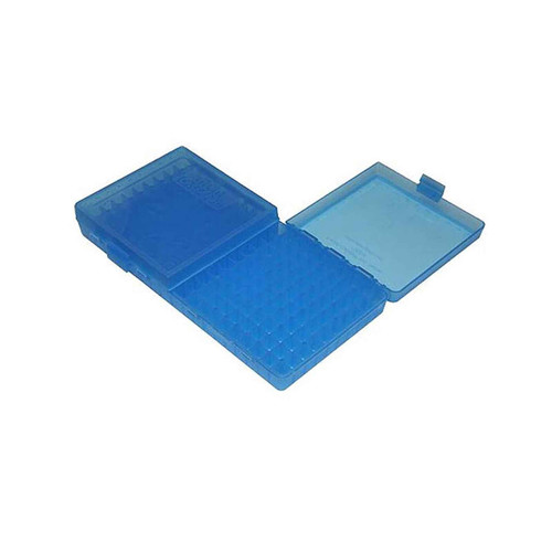 MTM Flip-Top Ammo Box 40 S&W, 10mm Auto, 45 ACP 200-Round Plastic Clear Blue