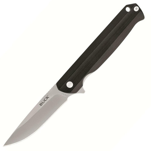 Buck Knifes 251 Langford Folding Knife 3.375" Drop Point 7Cr17MoV Stainless Satin Blade G-10 Handle Black