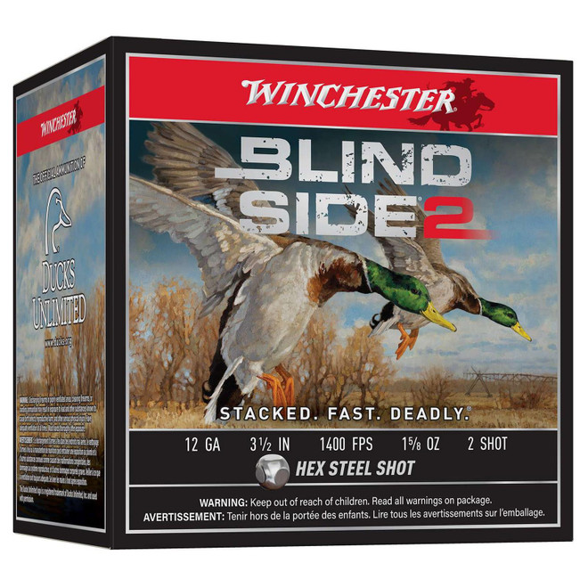Winchester Ammo Xbs12l2 Blind Side 2 12 Gauge 3.50" 1 5/8 OZ 2 Shot 25 Box