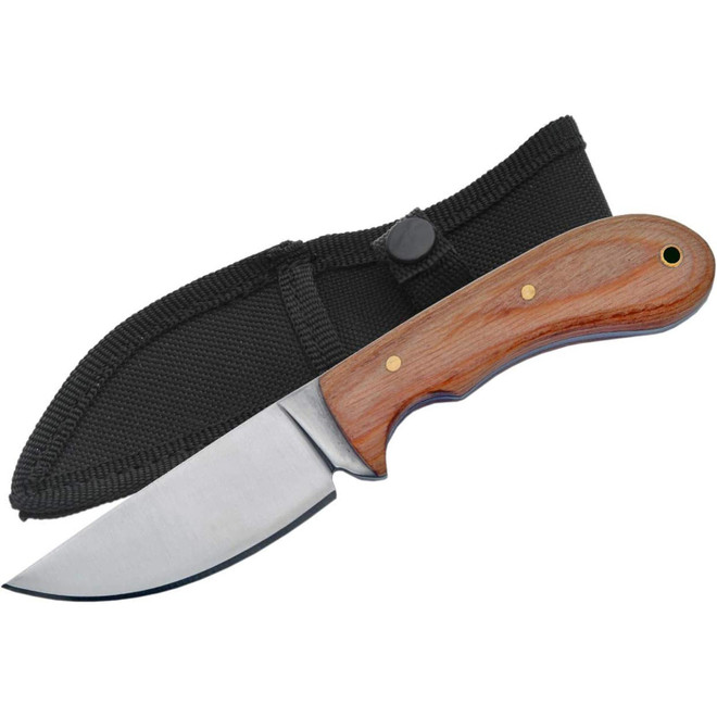 Szco Supplies Full Tang Tracker Knife - Wood and SS, Black Sheath