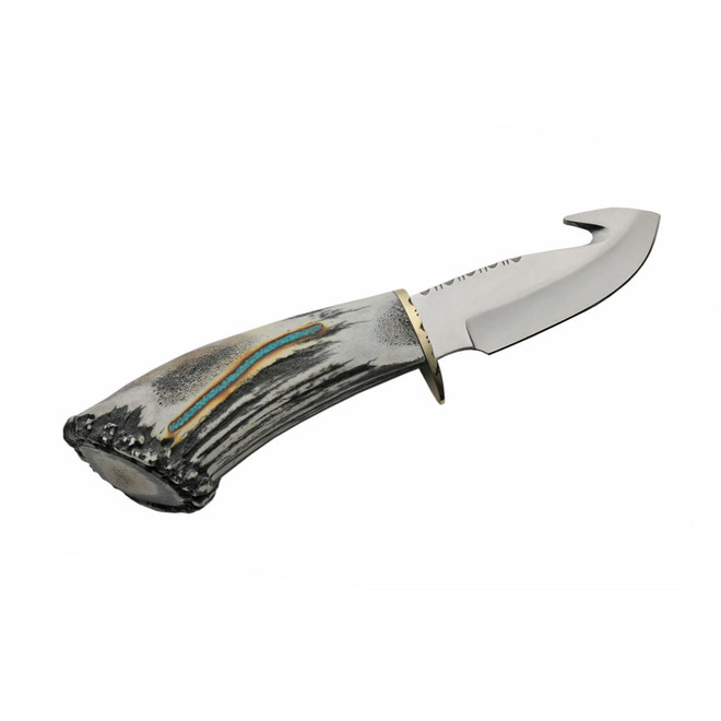 SZCO BBL2 9" Fixed Blade Guthook Elk Antler RU-EKBBL2