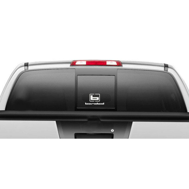 BANDED LOGO VERTICAL DECAL STICKER TRUCK BOAT ATV VERTICAL WHITE 4"