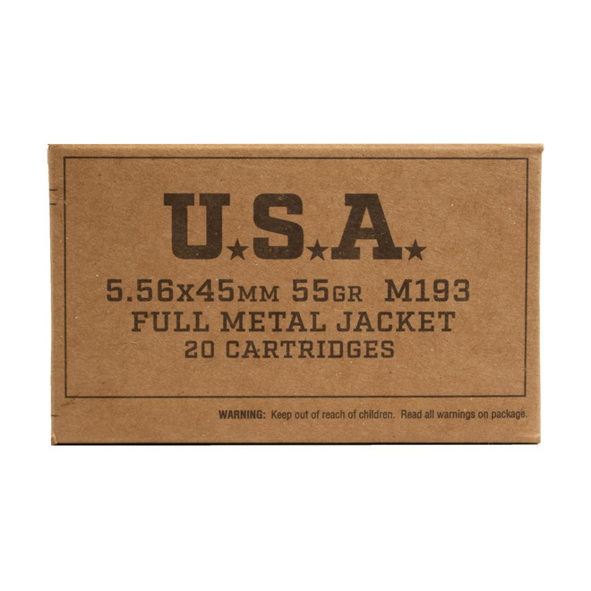 Winchester 5.56 NATO 55 Grain FMJ USA M193 20 Rounds