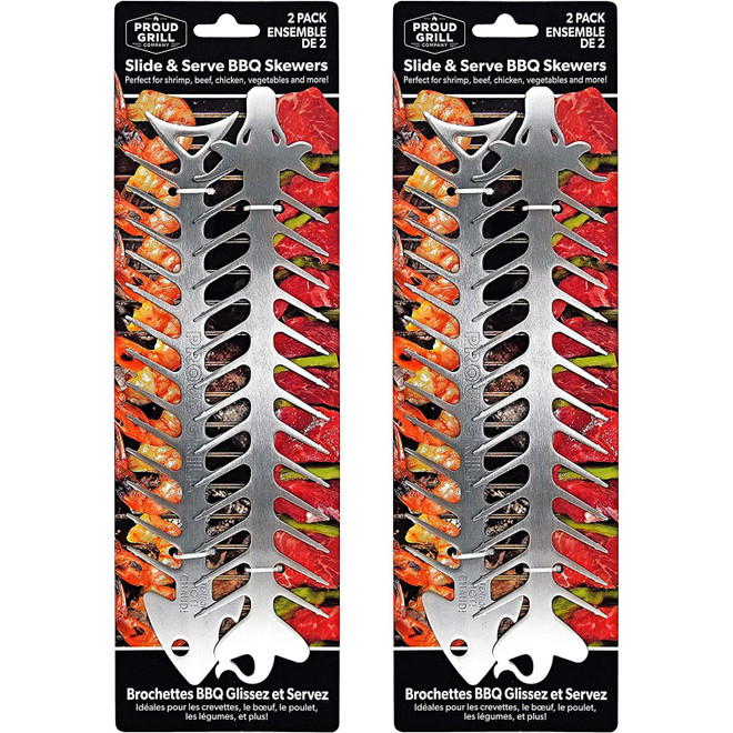 PROUD GRILL BBQ Skewer, 15.2 in OAL, Stainless Steel Head
