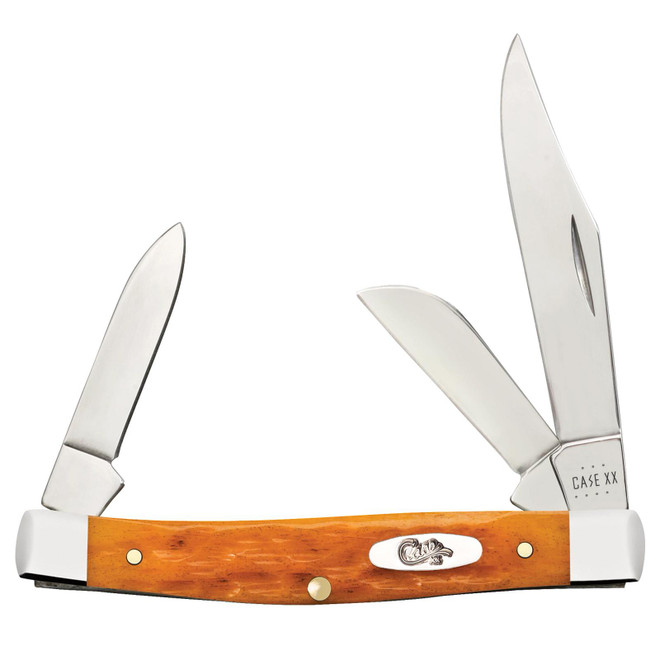 Case Knives Stockman Persimmon Orange Bone Stainless Folding kinfe 3 1/4"