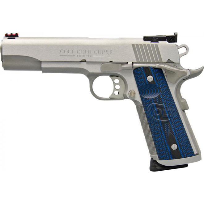 Colt Gold Cup Trophy 9mm 1911 style Silver Blue 9+1 5" Barrel
