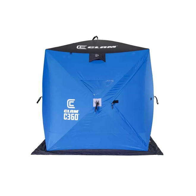 CLAM Portable Pop Up Ice Fishing Thermal Hub Shelter Tent Black 6x6