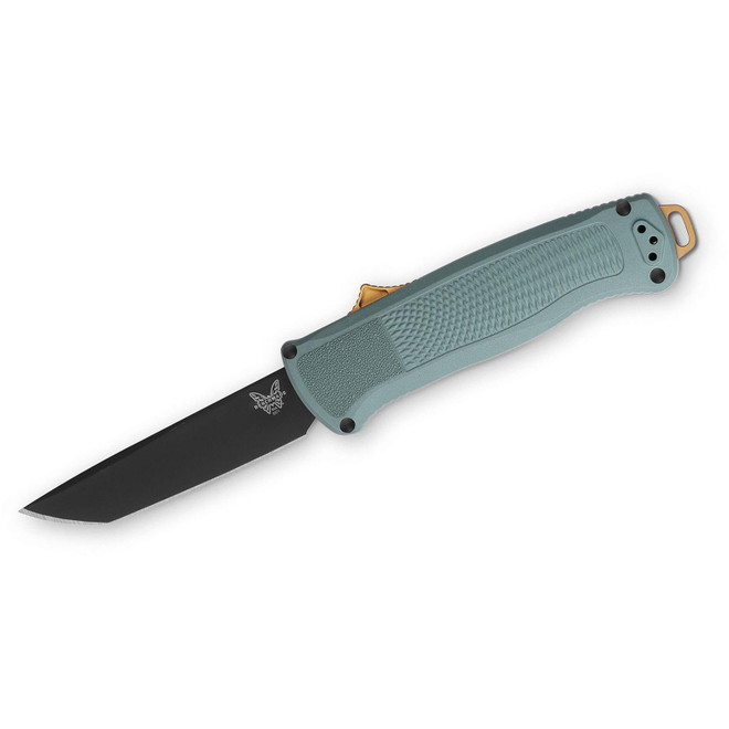 Benchmade Seasonal Shootout OTF 3.51" CPM-CruWear Black DLC Tanto Sage Green