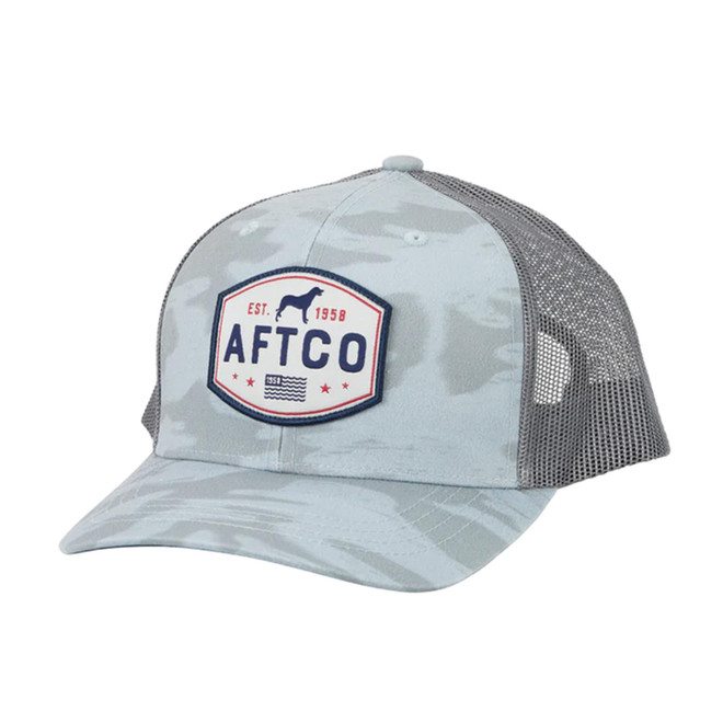 AFTCO Best Friend Trucker Hat Light Gray Blur Camo