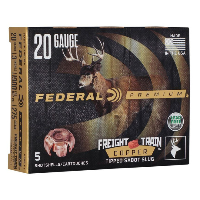 Federal 20 Gauge 275 gr Freight Train Tipped Copper Solid Slug 5 Rounds