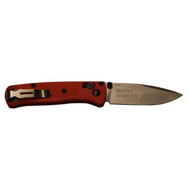 Benchmade Mini Bugout Mesa Red Drop-Point 2.82" Prototype 2023