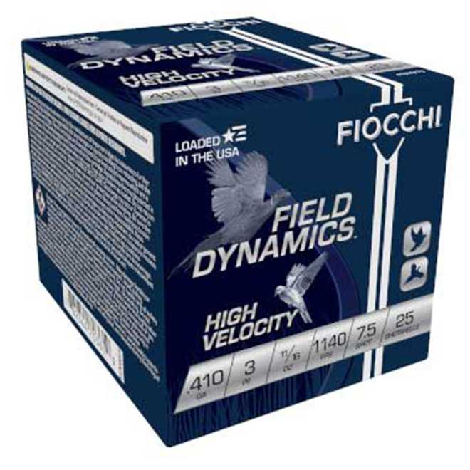 Fiocchi Field Dynamics 410 Gauge 3" 11/16oz #7.5 Shot High Velocity 25 Rounds