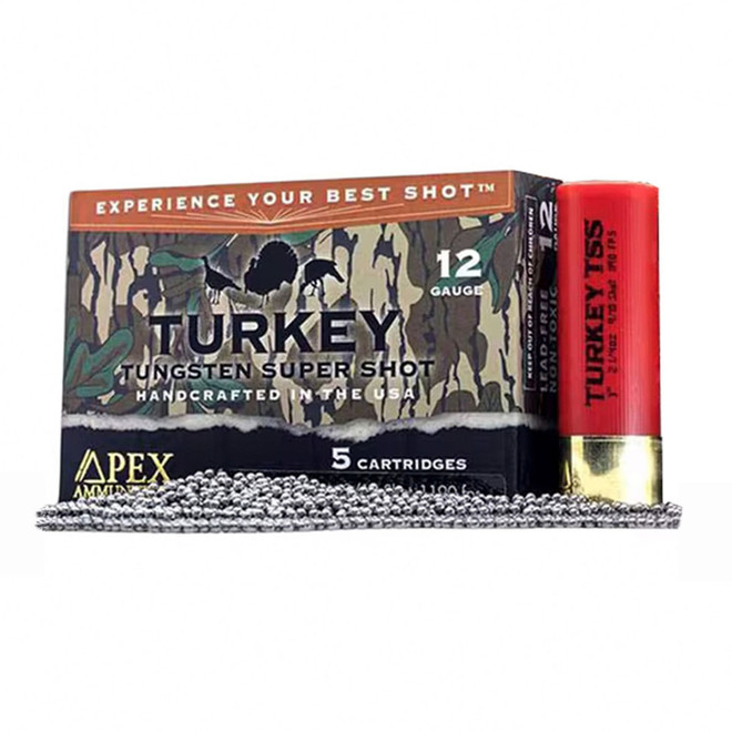 Apex Ammo 12 Gauge 3" 2 1/4oz 9/10 Shot Mossy Oak Greenleaf TSS Blend 5 Rounds