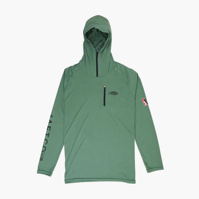 Aftco Jason Christie Hooded LS Performance Shirt Olive M