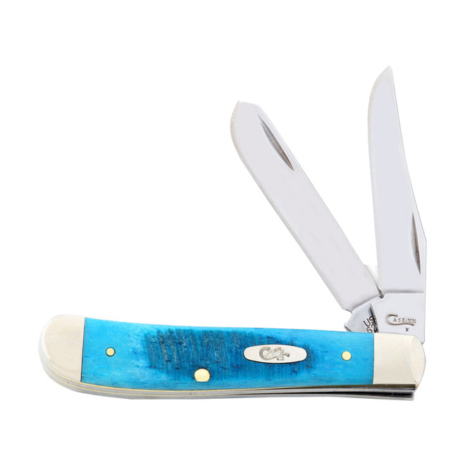 Case XX Caribbean Blue Sawcut Jigged Bone Mini Trapper Folding
