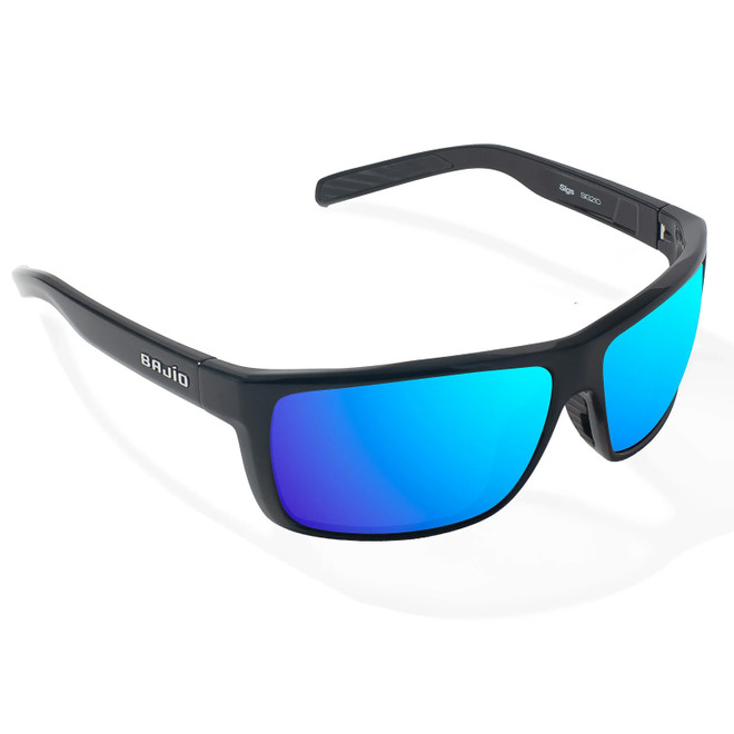 Bajio Sigs Sunglasses Black Gloss frame / Blue Mirror Polycarbonate Lens