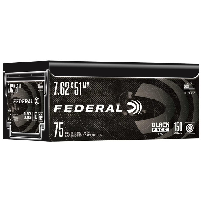 Federal Black Pack 7.62x51mm NATO Ammo 150 Grain Full Metal Jacket 75 Rounds