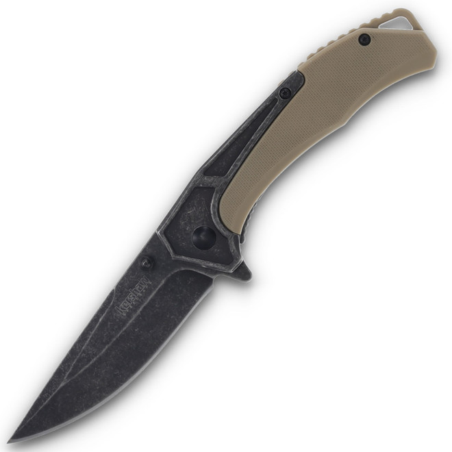 Kershaw Upswing Folding Knife Tan 3.4in Plain Tan GFN Blackwash