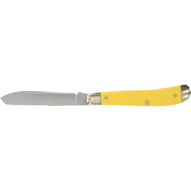 Old Timer 1180011 Gunstock Trapper 3" Plain Stainless Steel Blade Yellow