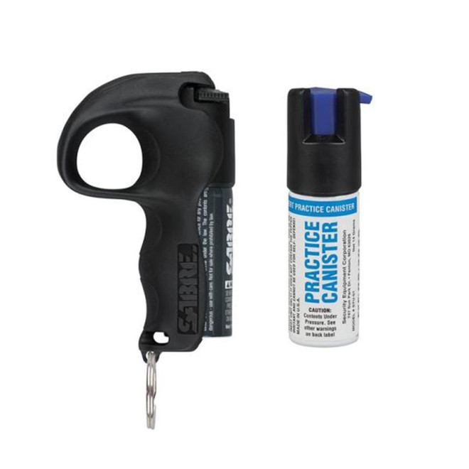 SABRE Pepper Spray with Quick Grip with Practice Spray, Finger Loop, Keychain Attachment, Made in USA