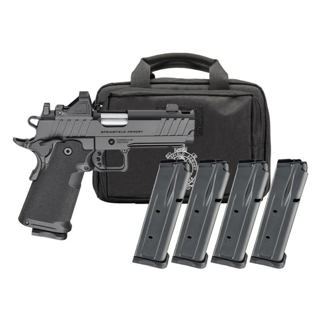 Springfield 1911 DS Prodigy Comp 9mm 5" Barrel 20rd / 17rd Magazines Package with Tritium Front Sight, Viridian RFX11 Green Dot and Range Bag