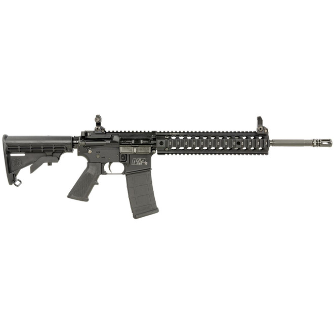 Smith & Wesson LE 311001 M&P15 T 223 Rem, 5.56x45mm NATO 30+1 16" Black Finish, 6 Position Stock, Polymer Grip, Troy Quad Rail & Battle Sights Right Hand