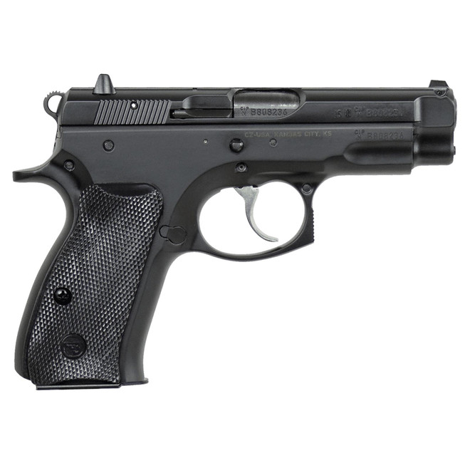 CZ-USA 01190 CZ 75 Compact 9mm Luger 10+1 3.75" Black Steel Barrel & Serrated Slide, Black Polycoat Steel Frame w/Beavertail, Black Plastic Grip, Right Hand