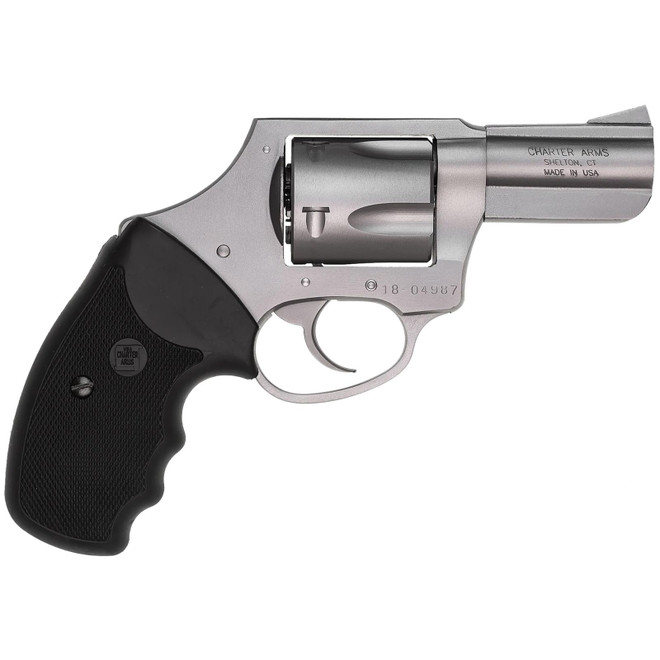 Charter Arms 74421 Bulldog Large 44 Special, 5 Shot 2.50" Matte Stainless Steel Barrel, Cylinder & Frame w/Black Finger Grooved Rubber Grip