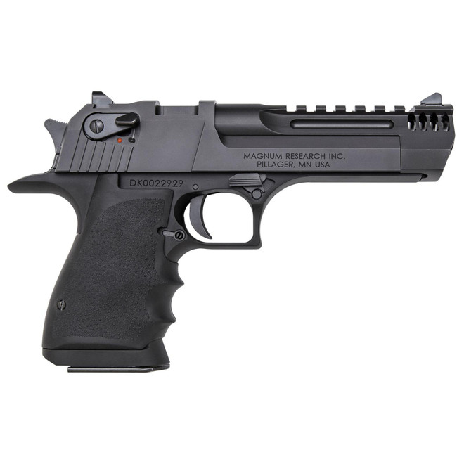 Magnum Research DE50L5IMB Desert Eagle L5 50 AE 5" with Muzzle Brake 7+1 Black Hardcoat Anodized Aluminum Frame Black Carbon Steel Slide Black Hogue Wraparound Rubber Grip